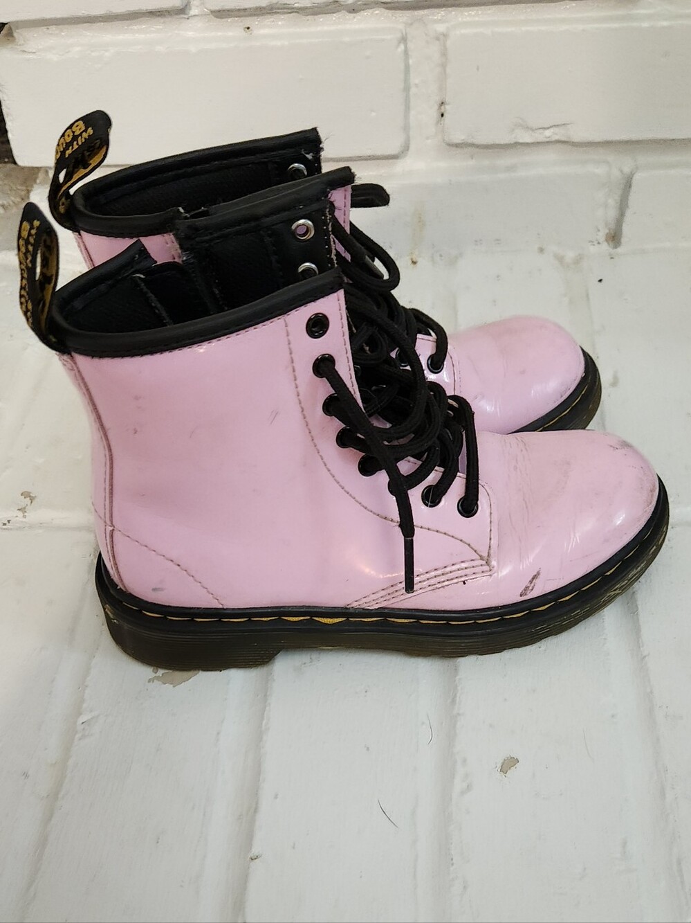 Dr. Marten Girls Pink Combat (1460) Lace-Up Boots , Size US 1